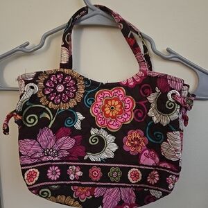 Vera Bradley Designer Brown & Pink Multicolor Floral Mini Strap Hand Bag NWOT!